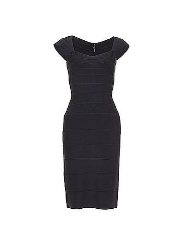 Herve Leger HERVE LEGER Kristen black bandage sculpted shoulder open side bodycon dress S (view 1)