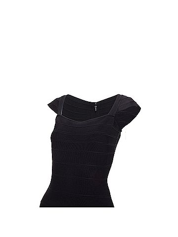 Herve Leger HERVE LEGER Kristen black bandage sculpted shoulder open side bodycon dress S (view 2)