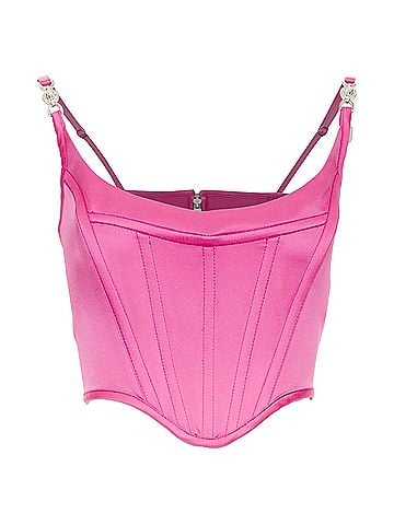 Versace new VERSACE Medusa '95 Satin Waterlilly fuschia pink boned corset top IT38 XS (view 1)