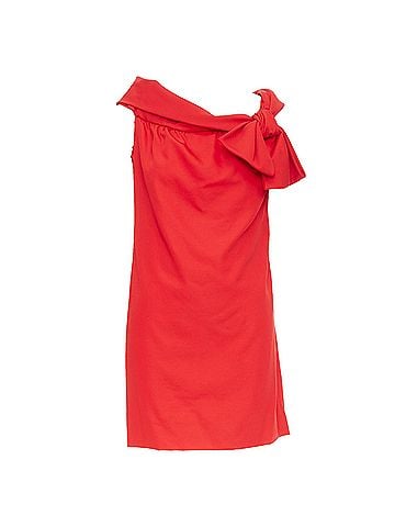 Mario Valentino Valentino Red Silk Asymmetric Bow Shift Dress (view 1)