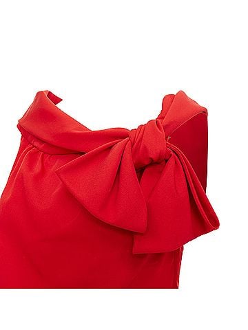 Mario Valentino Valentino Red Silk Asymmetric Bow Shift Dress (view 2)