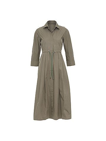 Max Mara Max Mara Brown Poplin Drawstring Utility Midi Shirt Dress (view 1)
