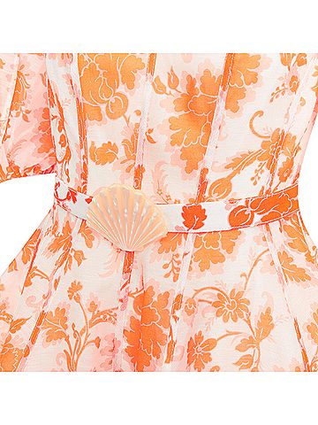 Zimmermann Zimmermann Postcard Orange Silk Floral Puff Sleeve Dress (view 2)