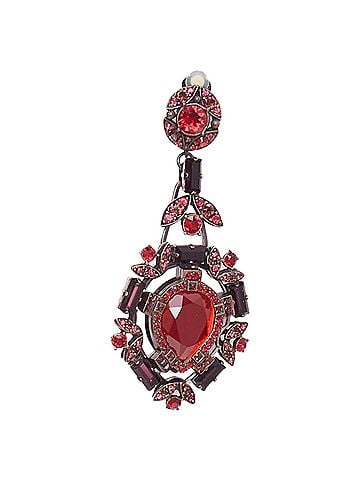 Lanvin LANVIN Alber Elbaz red crystal rhinestone teardrop statement clip earrings pair (view 1)