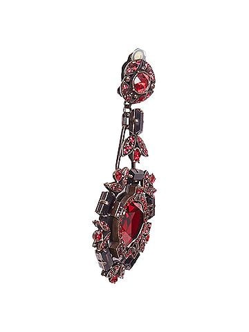 Lanvin LANVIN Alber Elbaz red crystal rhinestone teardrop statement clip earrings pair (view 2)