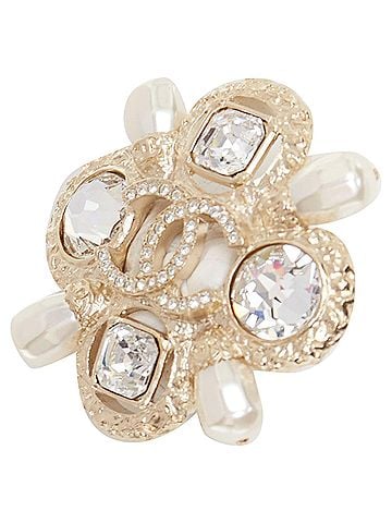 Chanel Chanel Gold Crystal Pearl Quadrant Cluster Brooch (view 1)