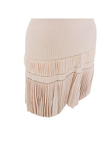 Alaïa Alaia Pink Open Work Drop Waist Plisse Fringe Knit Dress (view 2)