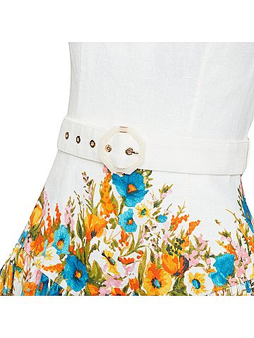 Zimmermann Zimmermann Estelle White Multicolor Floral Belted Mini Dress (view 2)