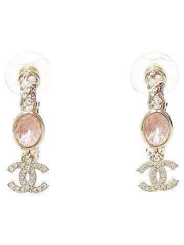 Chanel Chanel 2023 Pink Stone Twisted Chain Hoop Earrings (view 1)