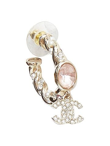 Chanel Chanel 2023 Pink Stone Twisted Chain Hoop Earrings (view 2)