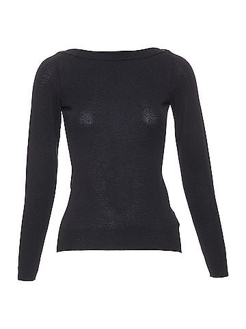 Alaïa Alaia Black Fine Knit Semi Sheer Boat Neck Top (view 1)