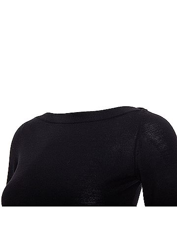 Alaïa Alaia Black Fine Knit Semi Sheer Boat Neck Top (view 2)