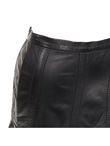 Oscar De La Renta Oscar de la Renta Black Leather Silk Lined Skirt (view 2)