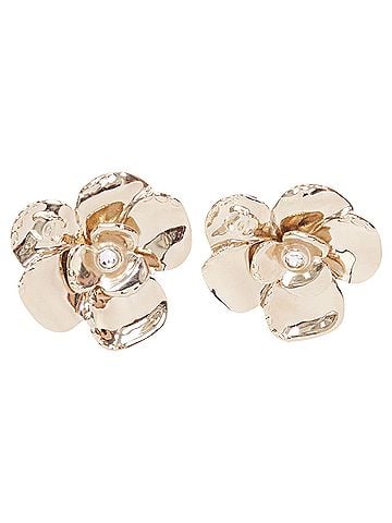Chanel Chanel 2024 Gold Camellia CC Crystal Earrings (view 1)