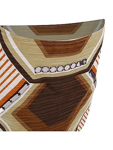 Miu Miu MIU MIU geometric textured cotton linen embellished plate mini skirt IT40 S (view 2)
