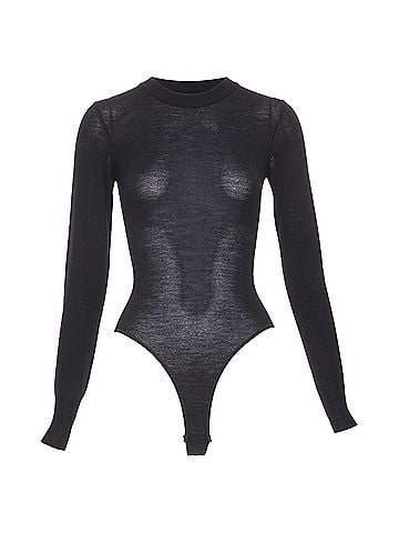 Alaïa Alaia Amalie Black Long Sleeve Semi Sheer Bodystocking (view 1)