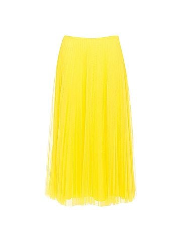 Ralph Lauren Ralph Lauren Purple Label Yellow Pleated Silk Midi Skirt (view 1)