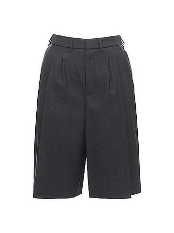 Saint Laurent Saint Laurent 2012 Black Wool Pleated Shorts (view 1)