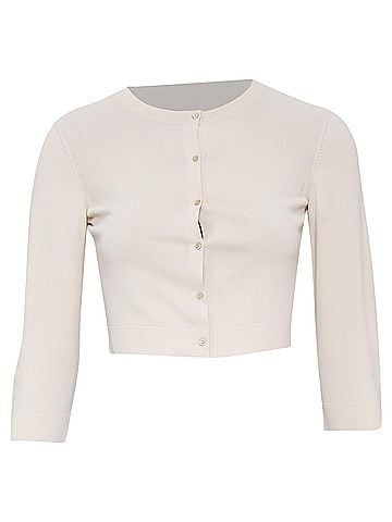 Alaïa Alaia Grey Fine Knit Cropped Cardigan (view 1)