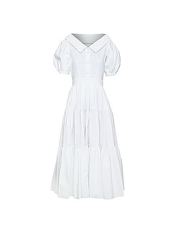 Alexander McQueen Alexander McQueen White Puff Sleeve Exaggerated Collar Dress (view 1)