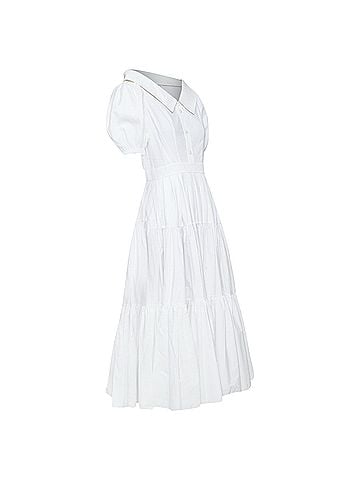 Alexander McQueen Alexander McQueen White Puff Sleeve Exaggerated Collar Dress (view 2)