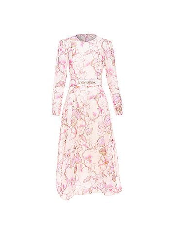 Zimmermann Zimmermann 2024 Pink Floral Linen Silk Midi Dress (view 1)
