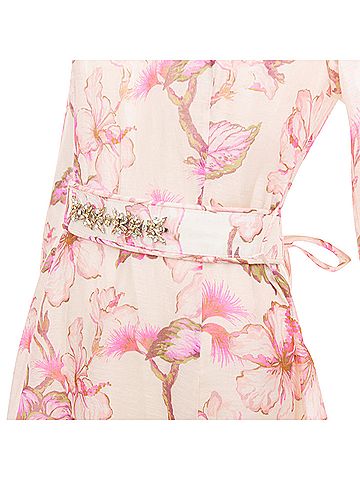 Zimmermann Zimmermann 2024 Pink Floral Linen Silk Midi Dress (view 2)