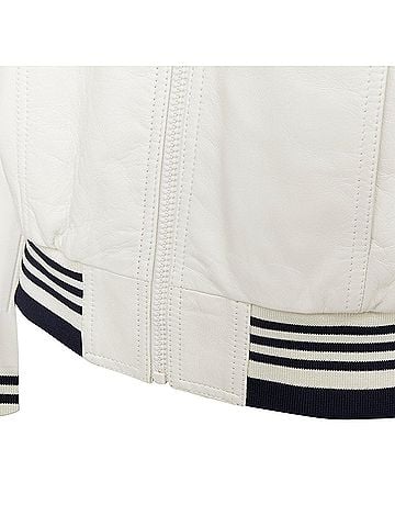 Céline Celine White Leather Black Striped Cropped Jacket (view 2)