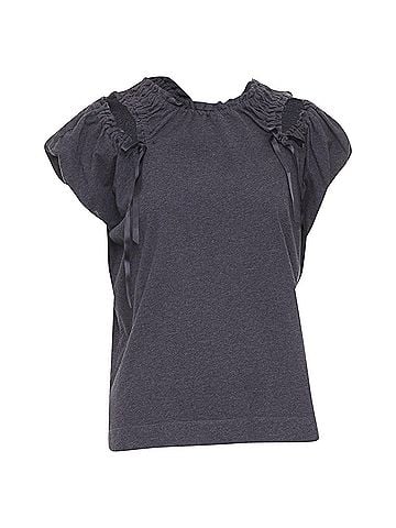 Simone Rocha Simone Rocha Grey Cold Shoulder Ribbon Puff Sleeve Top (view 1)
