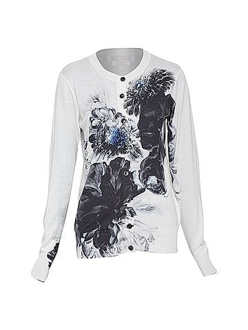 Alexander McQueen Alexander McQueen 2023 White Silk Chiaroscuro Cardigan (view 1)