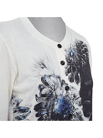 Alexander McQueen Alexander McQueen 2023 White Silk Chiaroscuro Cardigan (view 2)