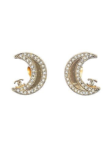 Chanel CC Rhinestone Half Moon Clip On Earrings (view 1)