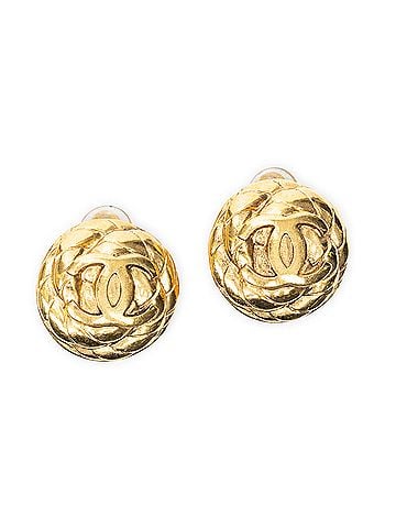Chanel CC Quilted Round Disc Clip On Earrings (view 1)