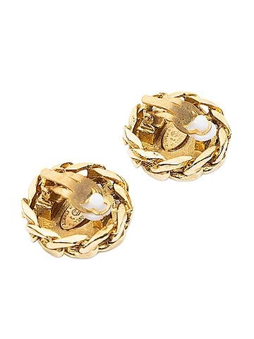 Chanel CC Rhinestone Chain Clip On Earrings (view 2)