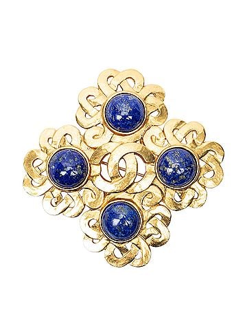 Chanel CC Lapis Lazuli Gems Brooch (view 1)