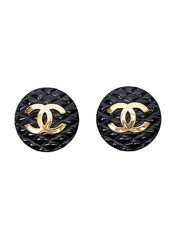 Chanel CC Enamel Quilted Round Clip On Earrings (view 1)