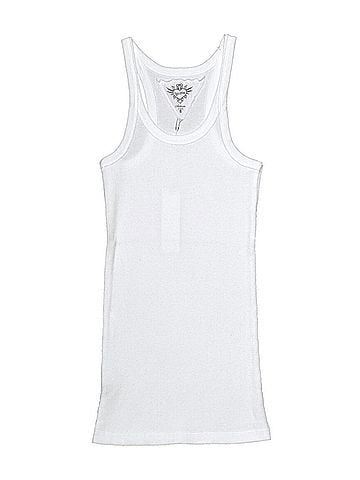 T2Love Raw Edge Tank in White (view 1)
