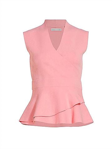 Elie Tahari Women's Maya Surplice Peplum Top in Pink (view 1)