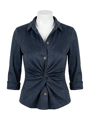 Gretchen Scott Designs Twist And Shout Ultra Suede Top in Navy (view 1)