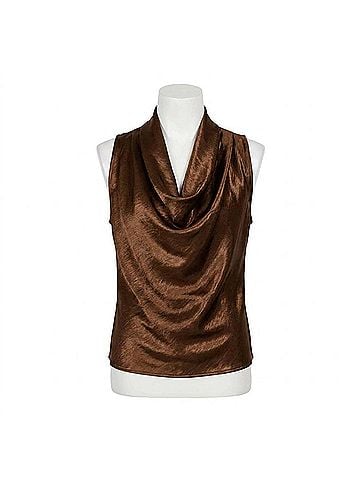 Lucy Paris Dorothy Satin Cowl Neck Top in Bronze (view 1)