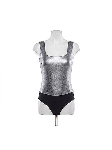 Commando Faux Leather Squareneck Bodysuit in Silver (view 1)