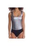 Commando Solid Silver Faux Leather Squareneck Bodysuit in Silver Size XS - photo 2