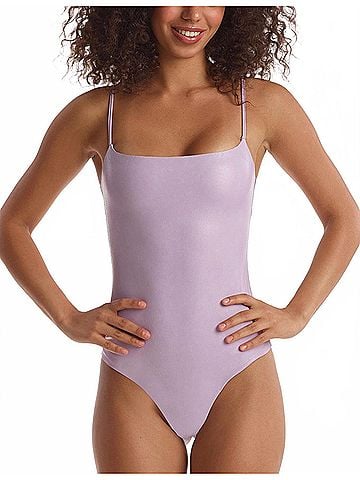 Commando Faux Leather Cami Bodysuit in Lavender (view 2)