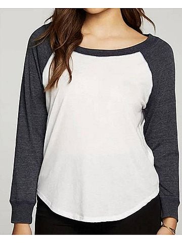 Chaser Triblend Jersey Long Sleeve Baseball Tee in White And Avalon (view 2)