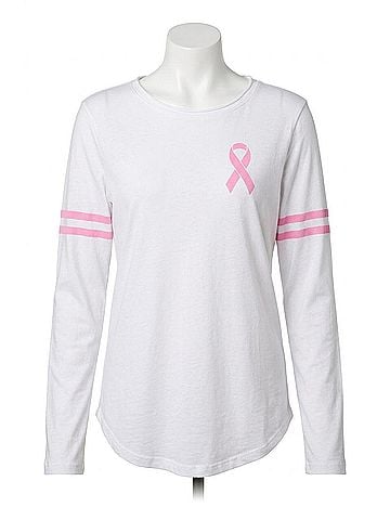 Chaser Vintage Jersey Long Sleeve Breast Cancer Awareness Charity Tee in White (view 1)