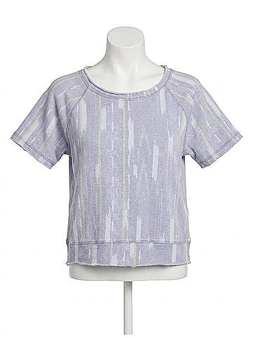 Chaser Linen French Terry Short Sleeves Raglan Top in Ikat Print (view 1)