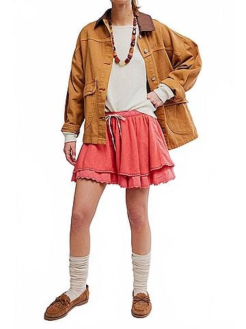 Free People Lady Tulip Mini Skirt in Coral (view 2)