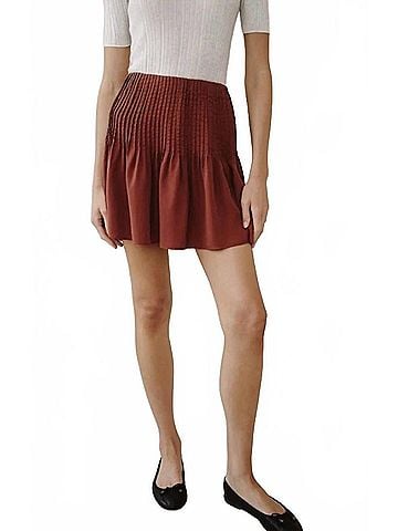 Bella Dahl Pintuck Mini Skirt in Harvest Red (view 2)