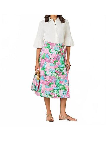 Lilly Pulitzer Constance Reversible Midi Skirt in Crazy Quilt (view 2)
