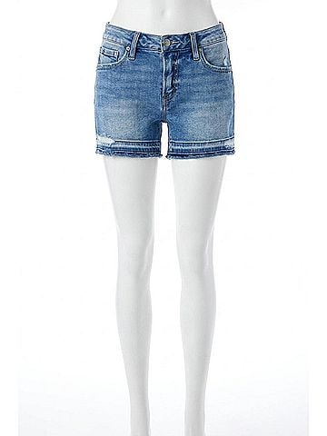 Risen Shadow Low Rise Jean Shorts in Medium Blue (view 1)